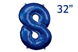 Globo metalizado azul numero 8